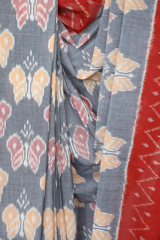 Grey Pochampalli Cotton Ikat Saree - SRGPCIS264