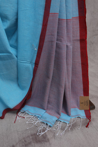 Sky Blue Bengal Cotton Jamdani Saree-SRSBBCJS120