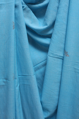 Sky Blue Bengal Cotton Jamdani Saree-SRSBBCJS120