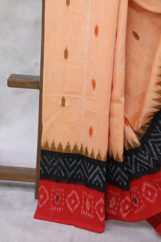 Peach Pochampalli Cotton Ikat Saree - SRPPCIS266