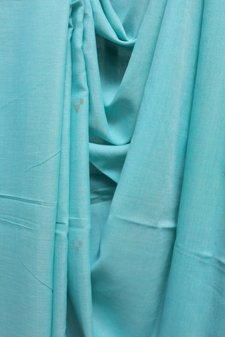 Aqua Blue Bengal Cotton Jamdani Saree-SRABBCJS121