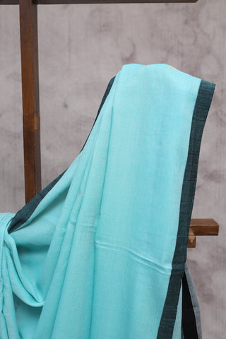 Aqua Blue Bengal Cotton Jamdani Saree-SRABBCJS121