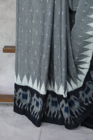 Grey Pochampalli Cotton Ikat Saree - SRGPCIS262