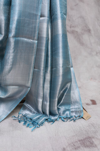 Sky Blue Tissue Tussar Silk Saree-SRSBTTSS67