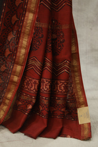 Black HBP Cotton Silk Chanderi Saree With Maheshwari Border - SRBCSCS618