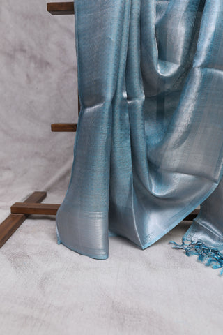 Sky Blue Tissue Tussar Silk Saree-SRSBTTSS67