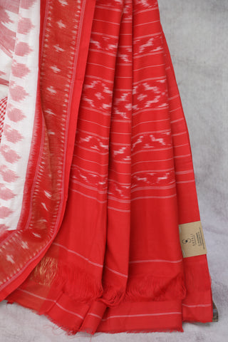 Red Pochampalli Cotton Ikat Saree - SRRPCIS261