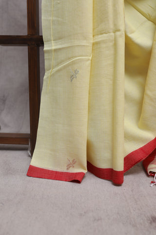 Pastel Yellow Bengal Cotton Jamdani Saree-SRPYBCJS109