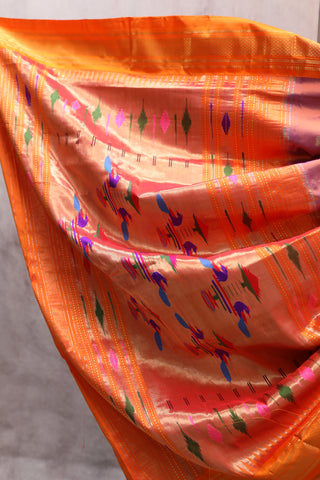 Orange Silk Paithani Saree - SROSPS326