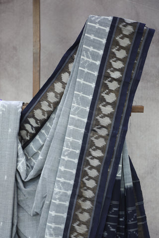 Grey Pochampalli Cotton Ikat Saree - SRGPCIS255