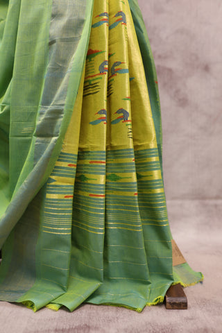 Green Cotton Paithani Saree - SRGCPS329