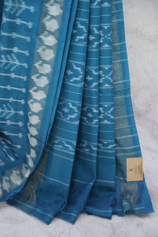 Teal Blue Pochampalli Cotton Ikat Saree - SRTBPCIS254