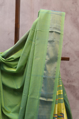 Green Cotton Paithani Saree - SRGCPS329