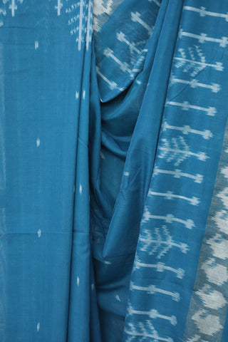 Teal Blue Pochampalli Cotton Ikat Saree - SRTBPCIS254