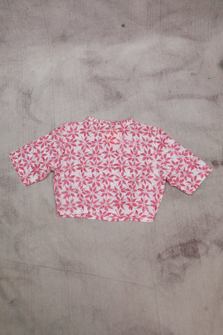 Pink Mandarin Ruffle Collar HBP Cotton Blouse -SRPMRCCB89