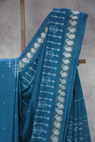 Teal Blue Pochampalli Cotton Ikat Saree - SRTBPCIS254