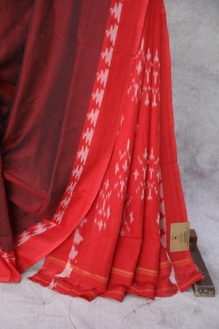 Maroon Pochampalli Cotton Ikat Saree - SRMPCIS253