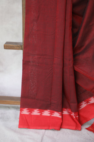 Maroon Pochampalli Cotton Ikat Saree - SRMPCIS253