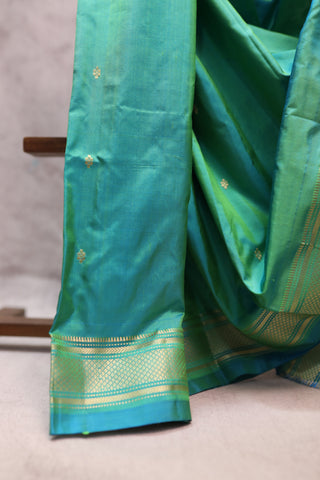 Two Tone Green Silk Paithani Saree - SRSTTGSPS357