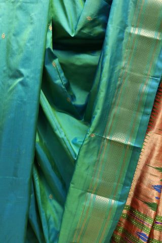 Two Tone Green Silk Paithani Saree - SRSTTGSPS357