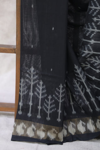 Black Pochampalli Cotton Ikat Saree - SRBPCIS251