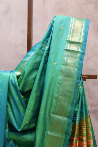 Two Tone Green Silk Paithani Saree - SRSTTGSPS357