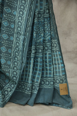 Teal HBP Cotton Saree - SRTCS1551