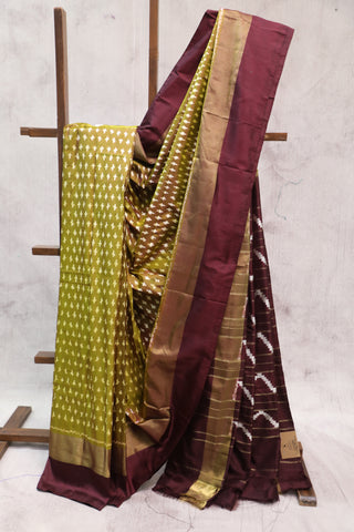 Moss Green Pochampalli Silk Ikat Saree-SRMGPSIS127