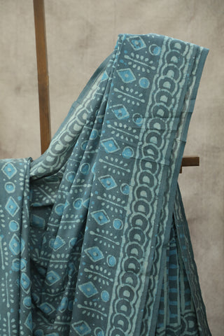 Teal HBP Cotton Saree - SRTCS1551