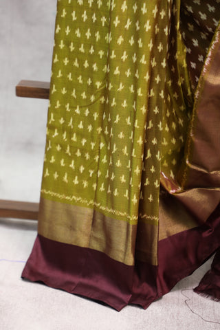 Moss Green Pochampalli Silk Ikat Saree-SRMGPSIS127