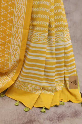 Yellow HBP Cotton Saree with Contrast Blouse- SRYCS1135