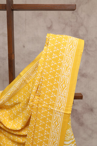 Yellow HBP Cotton Saree with Contrast Blouse- SRYCS1135