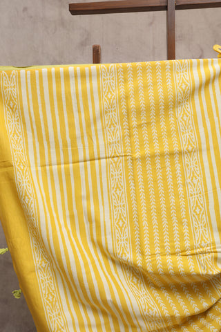 Yellow HBP Cotton Saree with Contrast Blouse- SRYCS1135