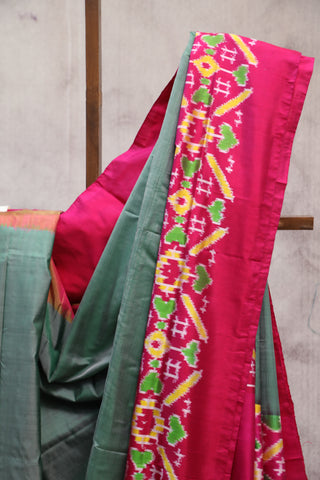 Green Pochampalli Silk Ikat Saree-SRGPSIS125