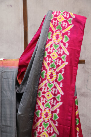 Grey Pochampalli Silk Ikat Saree-SRGPSIS124