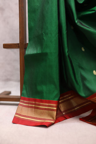 Dark Green Silk Paithani Saree - SRDGSPS349