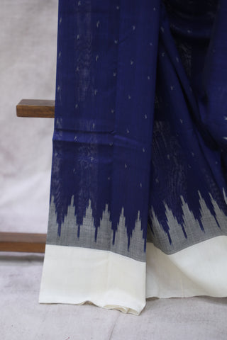 Navy Blue Pochampalli Cotton Ikat Saree - SRNBPCIS250