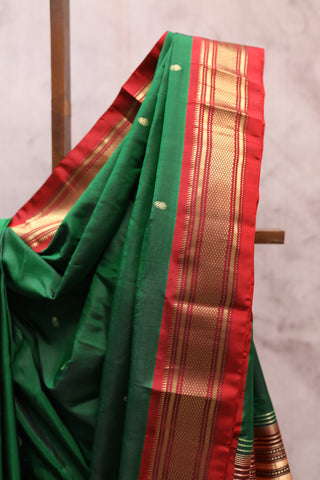 Dark Green Silk Paithani Saree - SRDGSPS349