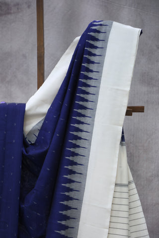 Navy Blue Pochampalli Cotton Ikat Saree - SRNBPCIS250