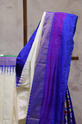 Off-White Pochampalli Silk Ikat Saree-SROWPSIS121