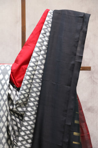 Grey Pochampalli Silk Ikat Saree-SRGPSIS115