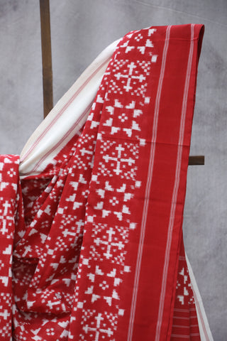 Red Pochampalli Cotton Ikat Saree - SRRPCIS245