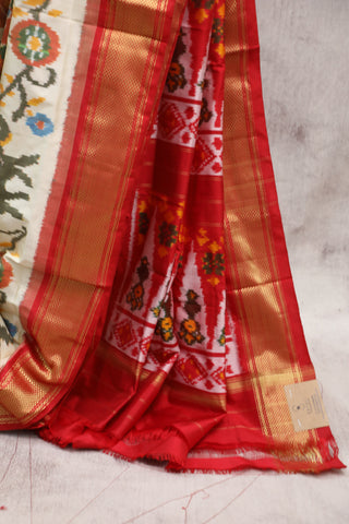 Off-White Pochampalli Silk Ikat Saree-SROWPSIS120