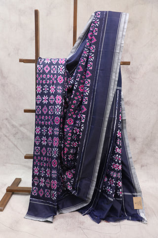 Blue Pochampalli Silk Ikat Saree-SRBPSIS119