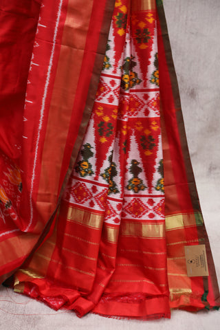 Red Pochampalli Silk Ikat Saree-SRRPSIS118