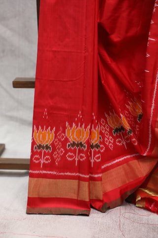 Red Pochampalli Silk Ikat Saree-SRRPSIS118