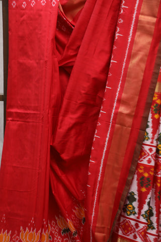 Red Pochampalli Silk Ikat Saree-SRRPSIS118