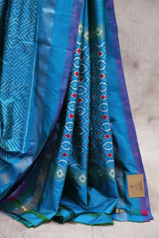 Blue Pochampalli Silk Ikat Saree-SRBPSIS117