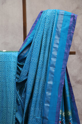 Blue Pochampalli Silk Ikat Saree-SRBPSIS117