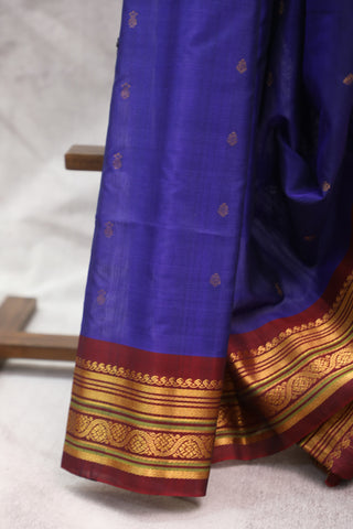 Blue Gadwal Cotton Silk Saree - SRBGCSS19